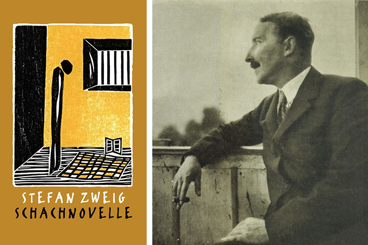 Portada del libro "Novela de ajedrez" y foto de Stefan Zweig
